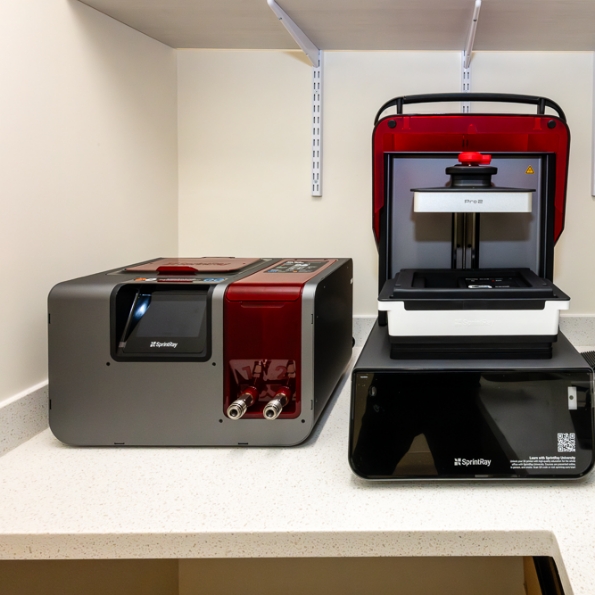 Dentist using a 3 D printer to create a denture